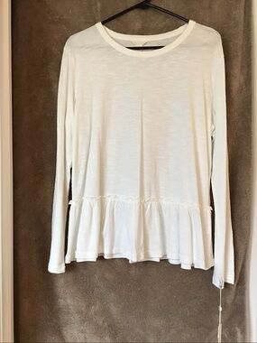 Caslon White Long Sleeve Ruffle Hem Top